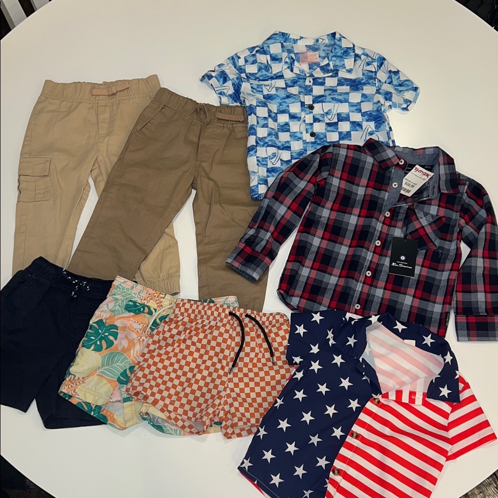 3T Kids Clothing Bundle with Plaid and Star Patterns